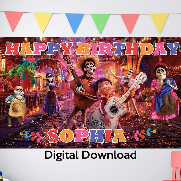 Coco Digital Birthday Banner, Coco Birthday banner, Custom Moana Backdrop, Custom Birthday Backdrop, Digital Banner