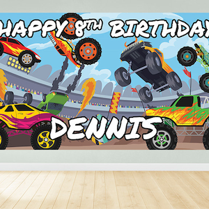 Monster Truck Birthday, Monster Truck Birthday Banner, Monster Jam Party, Hot Wheels birthday, Monster Truck Jam , Monster Jam Backdrop