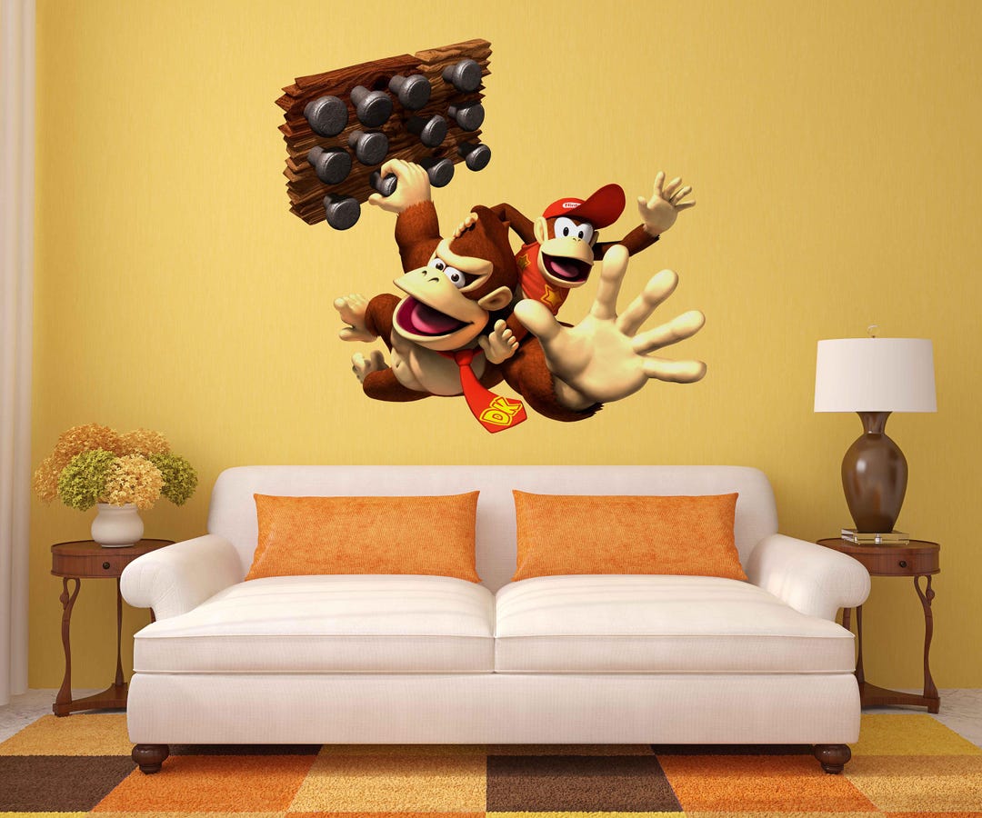Donkey Kong Decals, Diddy Kong, Game Room, Vintage Nintendo Decals, Donkey Kong Wall Designs