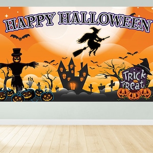 Halloween Banner, Halloween Party Banner, Custom Halloween Backdrop, Kids Halloween Decor, Custom Halloween Birthday, Halloween Poster