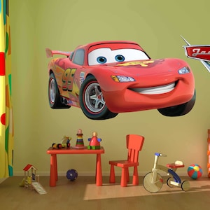 Disney Decals, Lightning Mcqueen Wall Decal,Game Room, Cars Decals, Cars Wall Designs, Cars Wall Murals, Lightning Mcqueen Art,Cars, Cars 2
