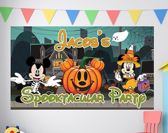 Halloween Banner, Mickey Halloween, Custom Mickey Mouse Backdrop, Kids Halloween Decor, Custom Halloween Backdrop, Mickey Birthday