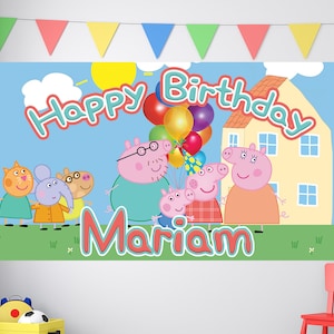 Peppa Pig Birthday, Peppa Birthday Banner, Custom Peppa Pig Backdrop, Kids Birthday Decor, Custom Birthday Backdrop