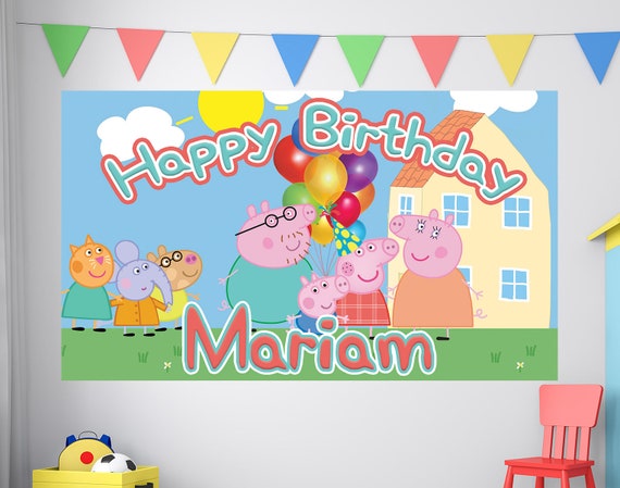 Toile de fond d’anniversaire Peppa Pig, toile de fond Peppa Pig, toile de  fond d’anniversaire, fête Peppa Pig, bannière d’anniversaire Peppa Pig