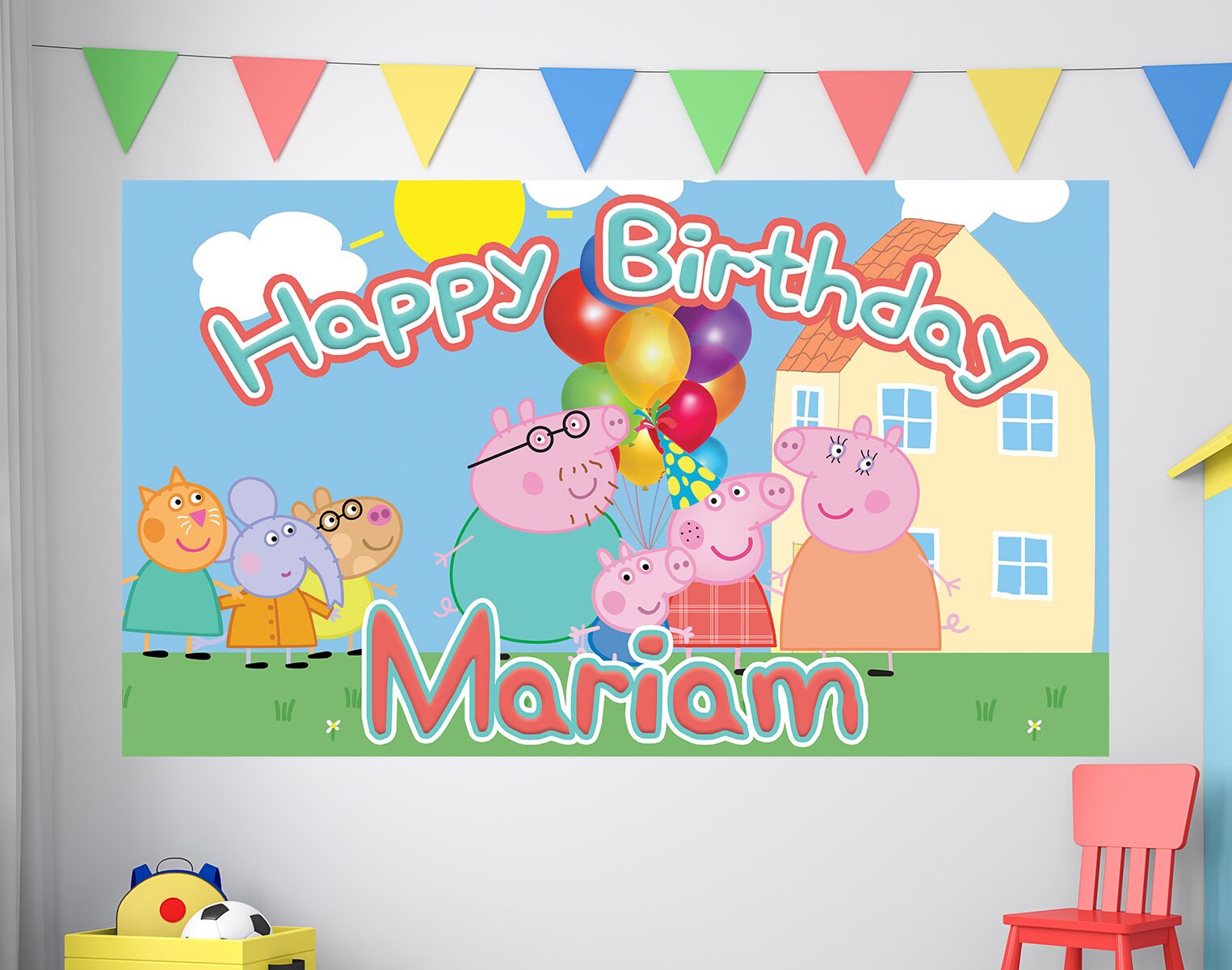 Peppa Pig Feliz Cumpleaños Telón de Fondo de Fotomatón LV-614