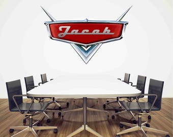 Disney Decals, Cars Nameplate Wall Decal,Game Room, Cars Decals, Cars Wall Designs, Cars Wall Murals, Lightning Mcqueen Art,Cars, Cars 2
