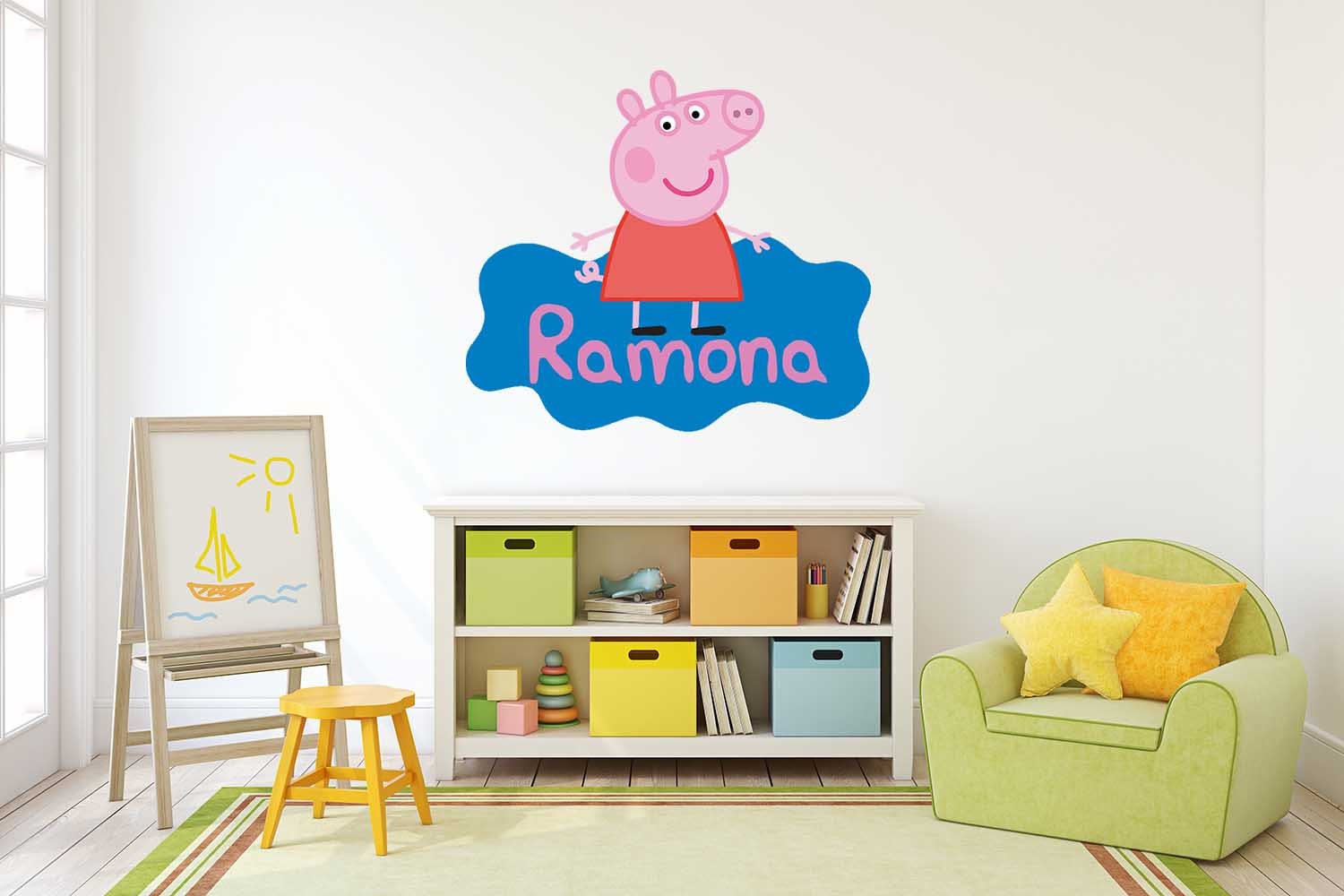 Official Peppa Pig and George Pig on space hoppers wall stickers