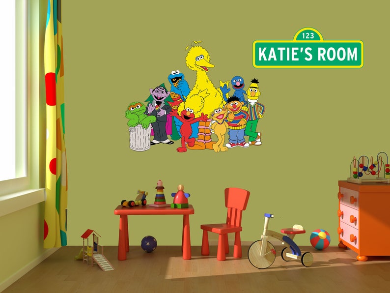 Home Furniture Diy Sesame Street Cartoon Kids Children Wall