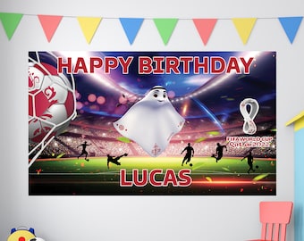 fútbol Birthday, Soccer Birthday Banner, Messi, Soccer Birthday, World cup Qatar 2022, fútbol birthday banner, Soccer Party