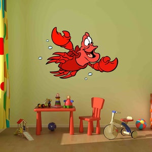 Disney decals,Sebastian Decal, Little Mermaid art,Removable Decals, Disney art,Removable wall art,Kids Room art,Sebastian wall decor,Mermaid