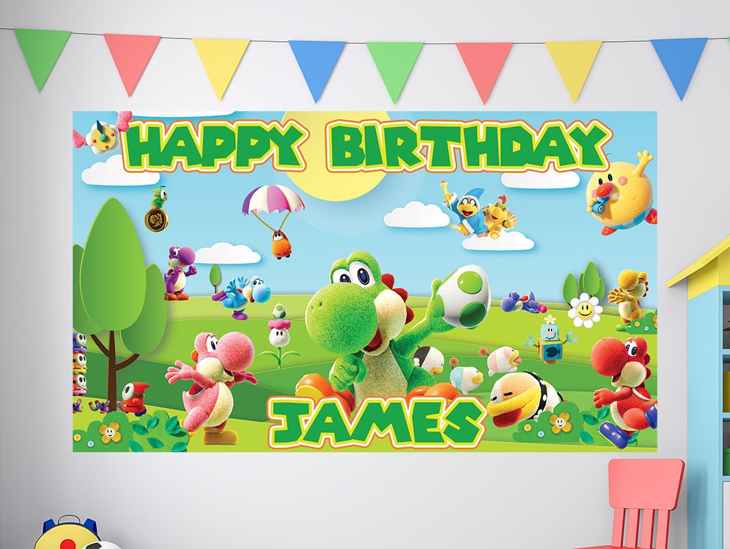 Yoshi Birthday Banner Yoshi Birthday Banner Yoshi Birthday - Etsy