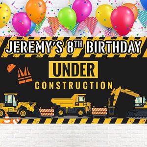 Construction birthday banner, Construction Birthday Party, Kids Birthday Banner, Construction Backdrop, Custom Construction Birthday Banner