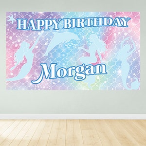 Mermaid Birthday, Mermaid Birthday Banner, Little Mermaid Party, Little Mermaid birthday, Under the sea decoration, Custom Mermaid Backdrop