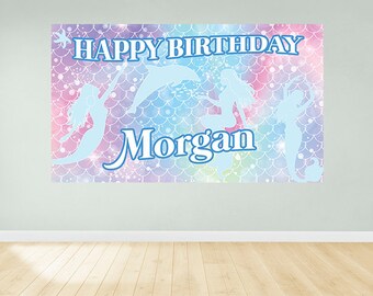 Mermaid Birthday, Mermaid Birthday Banner, Little Mermaid Party, Little Mermaid birthday, Under the sea decoration, Custom Mermaid Backdrop