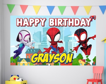 Spiderman Birthday, Spiderman Birthday Banner, Custom Spiderman Backdrop, Miles Morales, Kids Birthday Decor, Custom Birthday Backdrop
