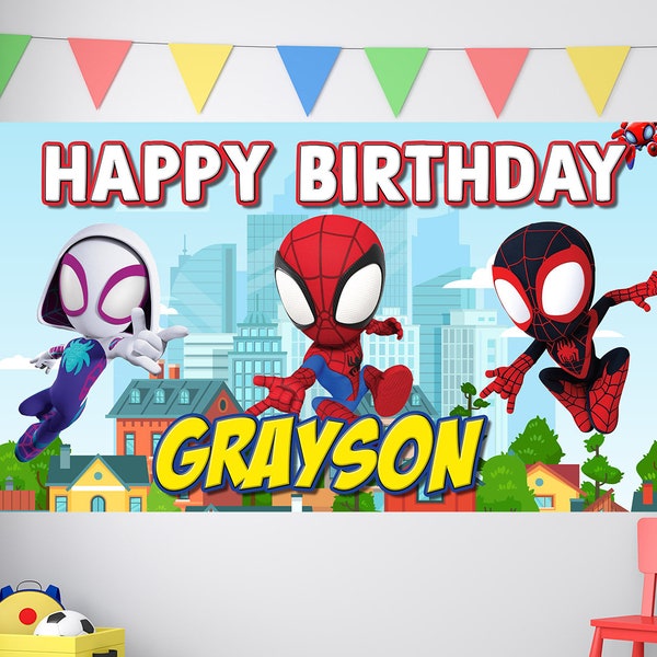 Spiderman Birthday, Spiderman Birthday Banner, Custom Spiderman Backdrop, Miles Morales, Kids Birthday Decor, Custom Birthday Backdrop