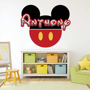 Disney decals, Mickey decal, Mickey art,Removable Decals, Disney art, Baby Name Decal, Kids Room art,Mickey wall decor,Mickey Mouse