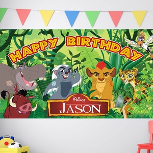 Aniversário da Guarda do Leão, Faixa de Aniversário do Rei Leão, Cenário Personalizado da Guarda do Leão, Decoração de Aniversário Infantil, Cenário Personalizado de Aniversário