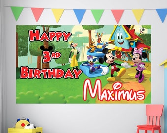 Mickey Birthday, Mickey's Funhouse Birthday Banner, Custom Mickey Mouse Backdrop, Kids Birthday Decor, Custom Birthday Backdrop