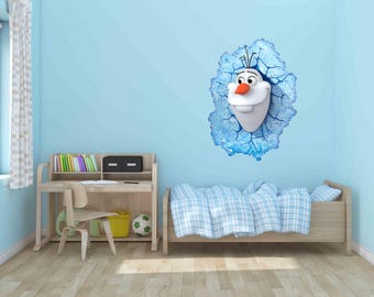 Calcomanías de Disney,Calcomanía congelada, Arte de Olaf,Calcomanías extraíbles, Arte de Disney,Arte de pared extraíble,Arte de la habitación para niños, Decoración de pared de Olaf,Fathead congelado, Arte 3D
