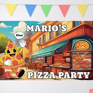 Pizza Birthday, Pizza Party Birthday Banner, Custom Pizza Party Backdrop, Kids Birthday Decor, Custom Birthday Backdrop