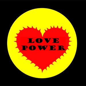 Love Power Button, Red Heart, 2.25 pinback
