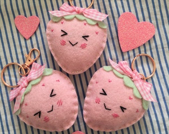 Filz Erdbeere Schlüsselanhänger Kawaii, Valentinstag Geschenk, Freundschaft Geschenk Cute