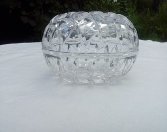 English Cut Glass Sugar Bowl   Lead Crystal Candy Box Crystal Box