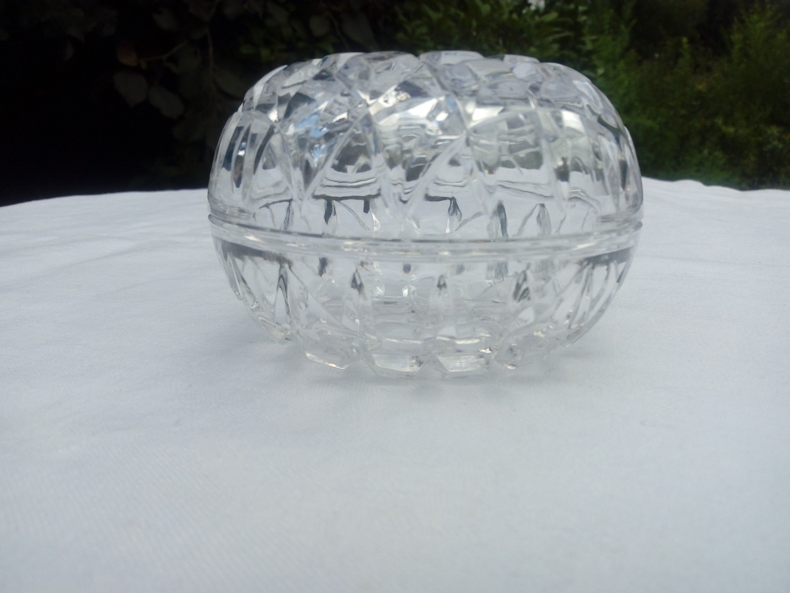 English Cut Glass Sugar Bowl Lead Crystal Bonboniere Chocolate Box