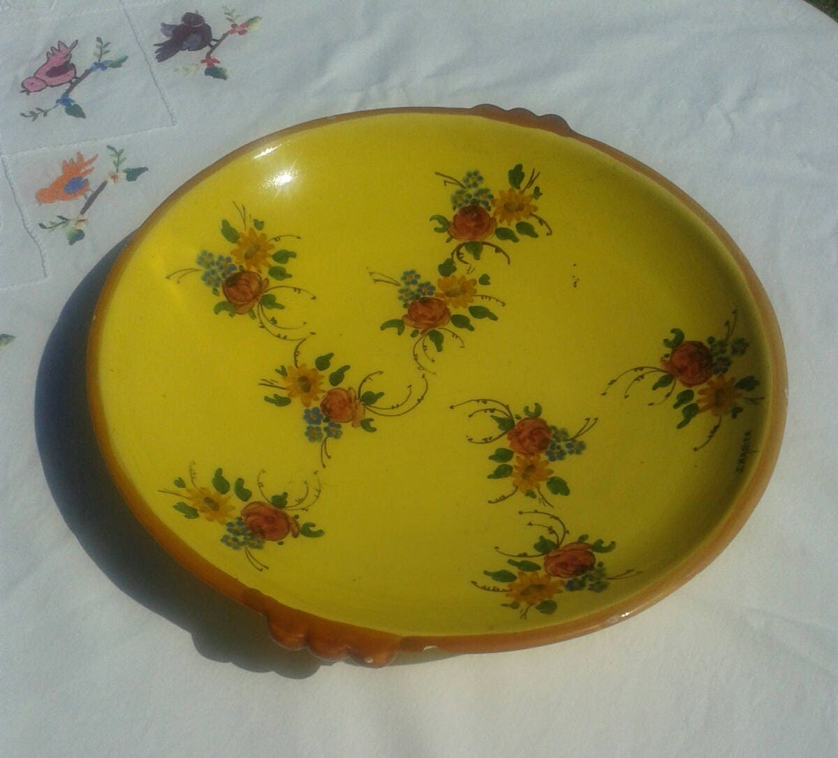 1850/1916 - Large Ceramic Platter Dish By Jeröme Massier Vallauris Glazed Serving Dish