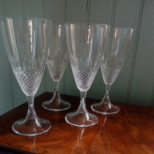 Antique Lalique Clear Cut Wine Glasses Stemware Chinon Pattern -Set of 4
