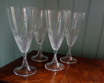 Antique Lalique Clear Cut Wine Glasses Stemware Chinon Pattern -Set of 4