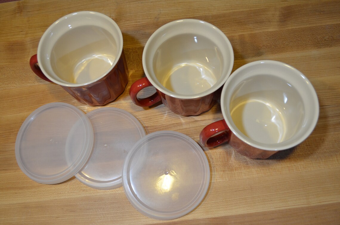 Soup Cup Good Cook 18 Ounce With Lid Large Mugs Red Soup Crock Etsy