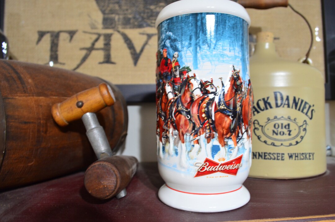 Budweiser Holiday Beer Stein 2007 winters Calm New in Box Man Cave Decor Gift for Him Beer Mug