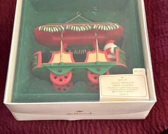 Hallmark "Jolly Trolley" Dated 1982 S Claus Conductor Gift Exchange Idea