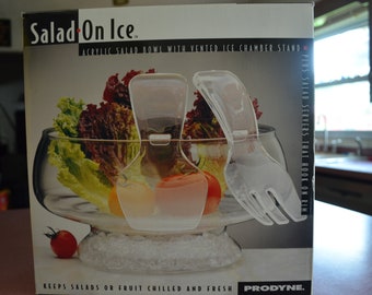 Salad On Ice Salad Serving Bowl With Vented Ice Chamber Stand 3 Piece Serving Bowl Fruit Serving Bowl Keep Your Salad Cold