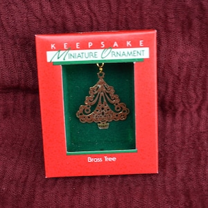 Hallmark Miniature Brass Christmas Tree Ornament Holiday Tree Decor