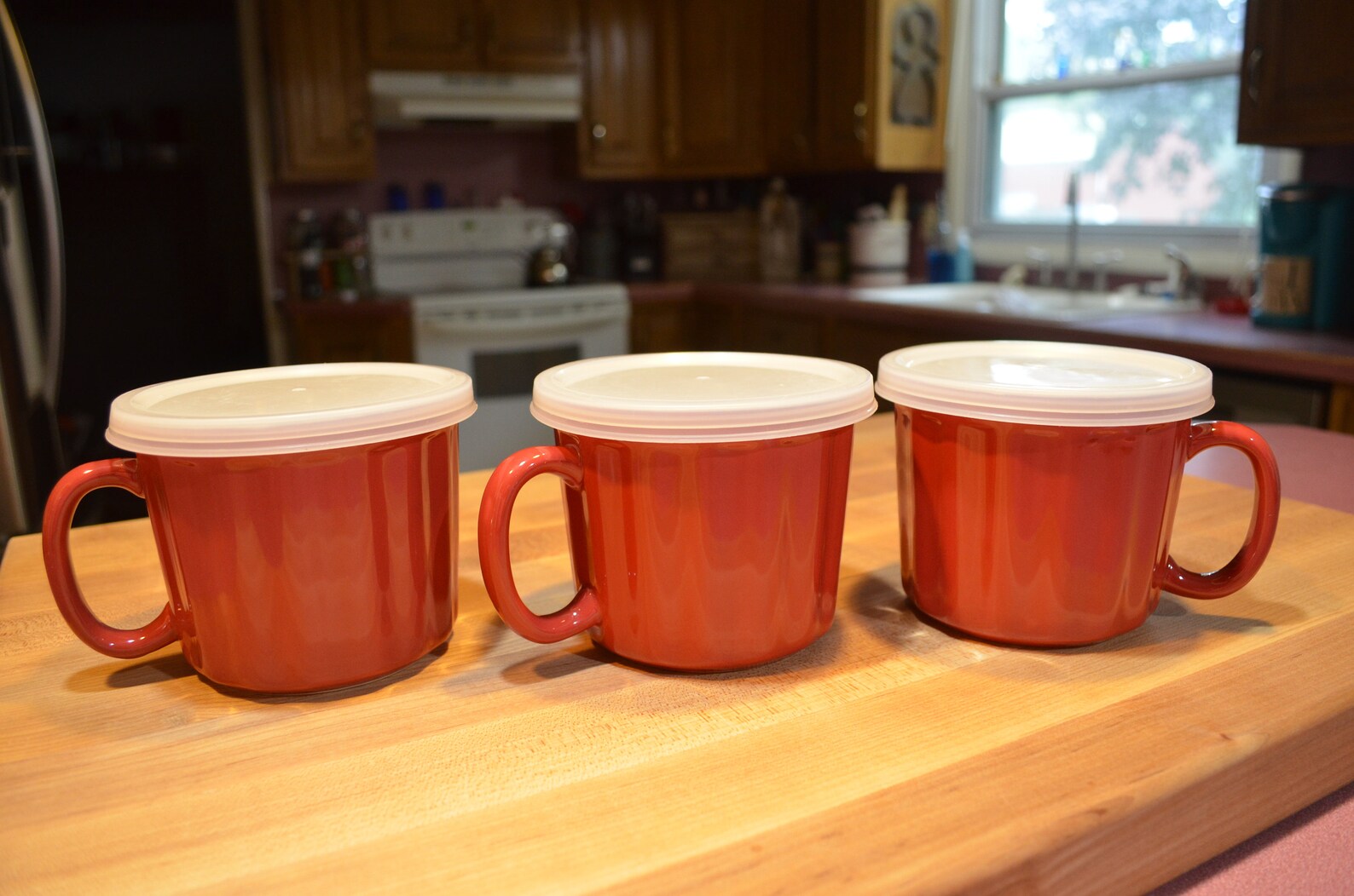 Soup Cup Good Cook 18 Ounce With Lid Large Mugs Red Soup Crock Etsy