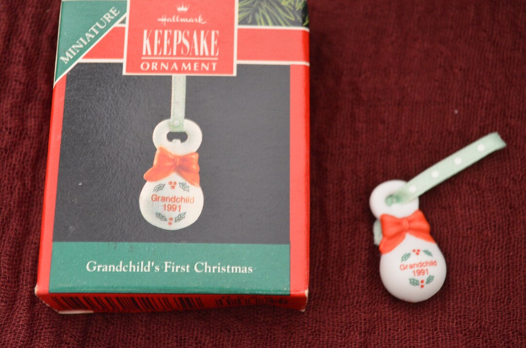 Hallmark Baby Rattle Vintage Grandchild 1991 Miniature Hallmark Keepsake Ornament Baby ...