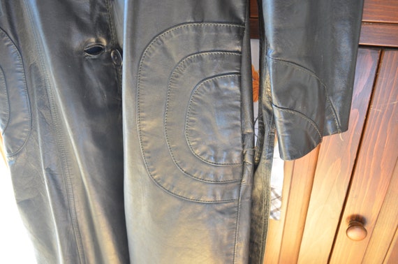 Ladies Full Length Leather Coat Black Vintage Lon… - image 7