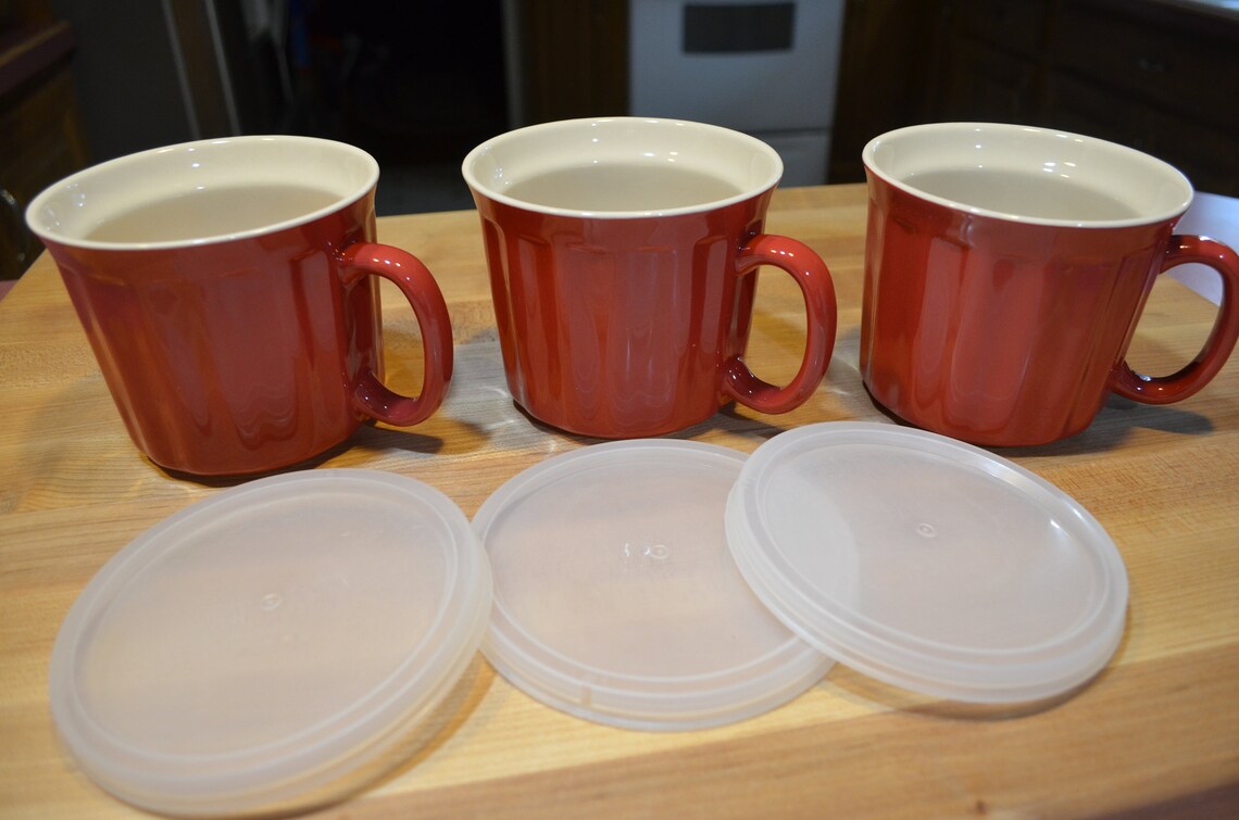 Soup Cup Good Cook 18 Ounce With Lid Large Mugs Red Soup Crock Etsy