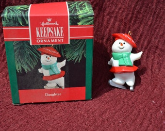 Vintage Hallmark Keepsake Daughter Ornament Snowman Christmas Tree Decor