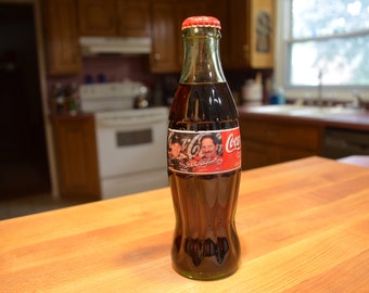 Dale Earnhardt Sr. & Dale Earnhardt Jr. Coca - Cola Commemorative Bottle 8 oz. Full Unopened Coke Bottle 1998 Motegi Japan Nascar Race