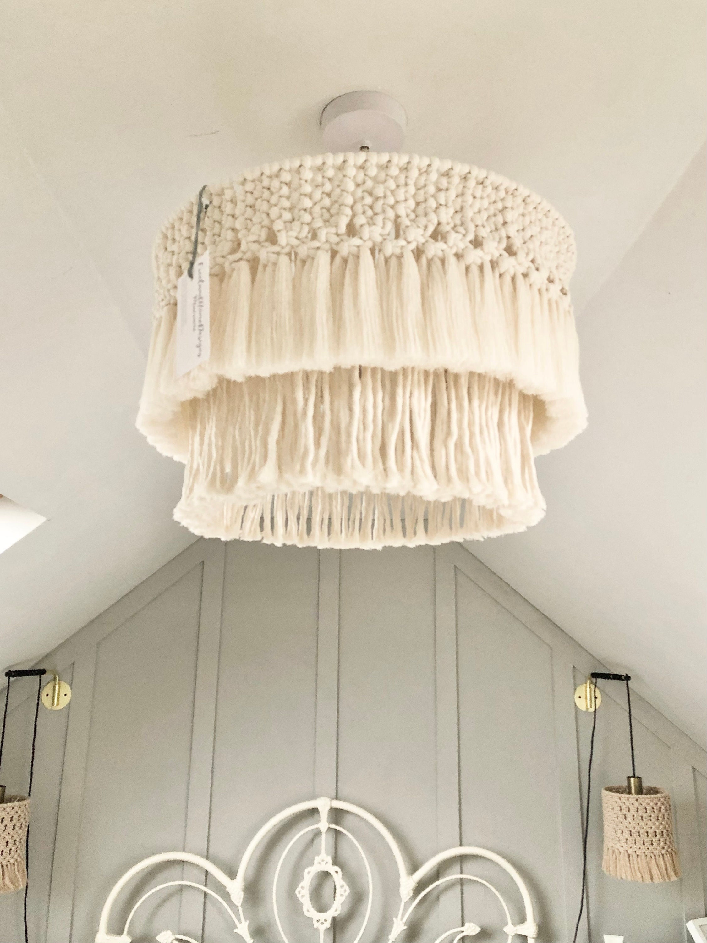 Macrame Chandelier Light Shade Lamp Shade Choice of Colours Two