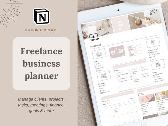 Notion Business Planner Template for Freelancers, CRM Dashboard and Client tracker