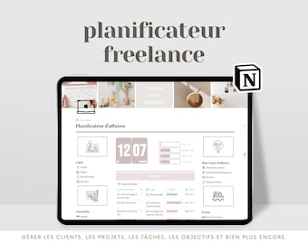 Notion modèle freelance | Business Freelancer Planner | Work Dashboard | Client Tracker | Project Management | Planificateur d'affaires