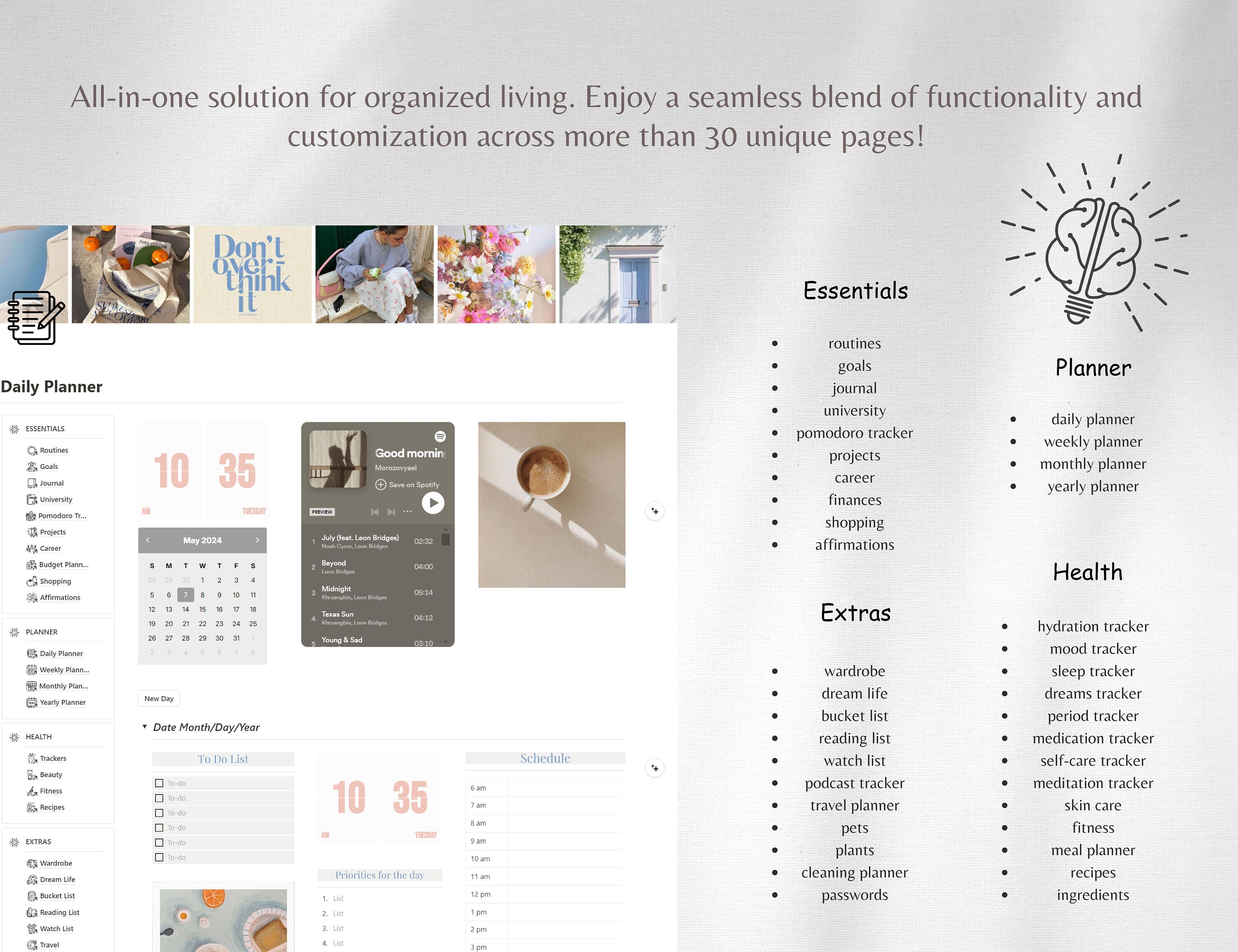 Notion Template Planner | Ultimate Life Planner | That Girl All in One ...