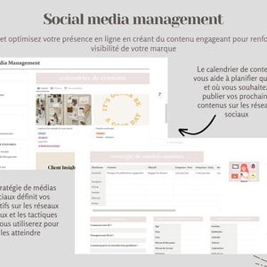 May include: A digital planner template for social media management. The template includes sections for a content calendar, client insights, and social media strategy. The text "It's Gonna Be A Good Day" is featured in the content calendar section.