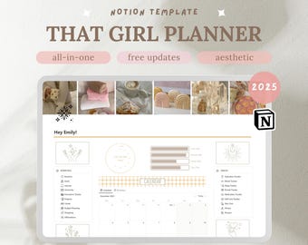 2026 Notion Template Planner | Adhd Notion Life Planner | That Girl All in One Life Planner | Notion Dashboard | Aesthetic Second Brain