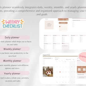 The template has 4 different planners- daily, weekly, monthly and yearly which help you boost your productivity and focus on your tasks